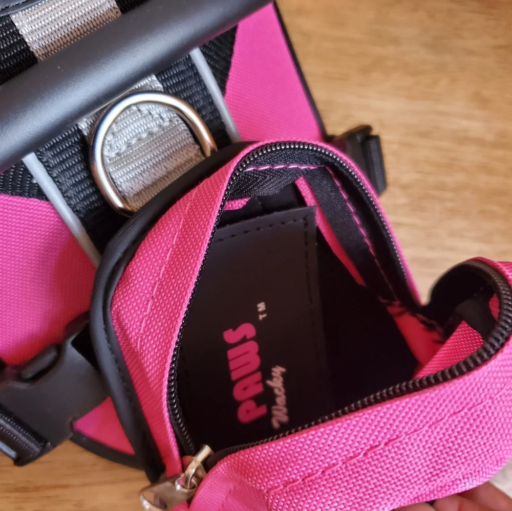 Paws Pink Dog Harness with Treat Pouch Small